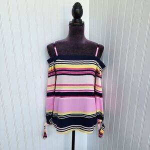 INC International Concepts Cold Shoulder Long Sleeve Top Women's Pink Purple S